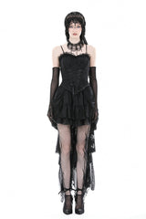 Black Ruffled Lace Splice Lace-Up Women's Gothic Overbust Corset - Product - 5