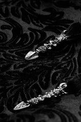 Black Long Sleeves Hollow Embroidery Slim Women's Gothic Blouse - Product - 8