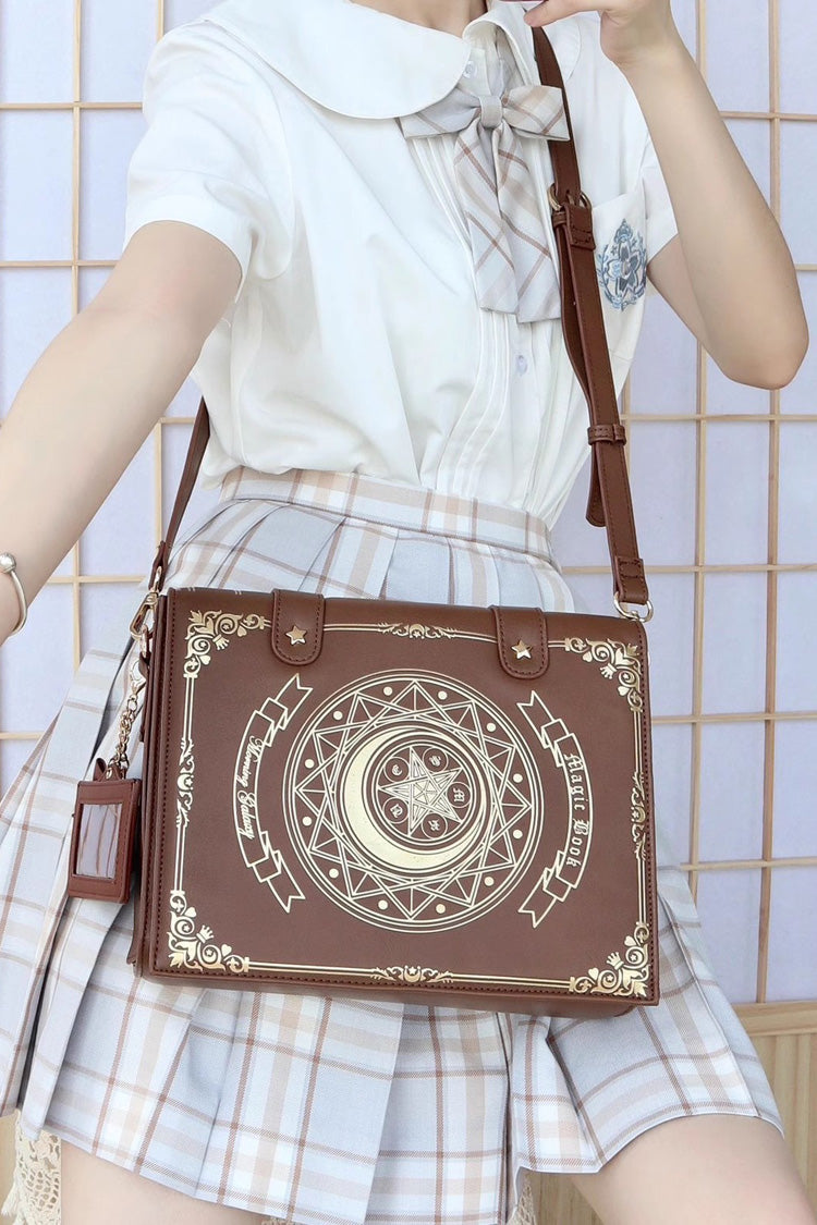 Star Moon Magic Book Print Sweet Lolita Crossbody Bag 3 Colors - Brown - 4