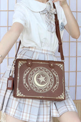 Star Moon Magic Book Print Sweet Lolita Crossbody Bag 3 Colors - Brown - 4