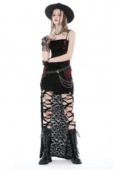 Black/Red Tie-dyed Lace-Up Irregular Ruched Women's Gothic Overbust Corset - Product - 8