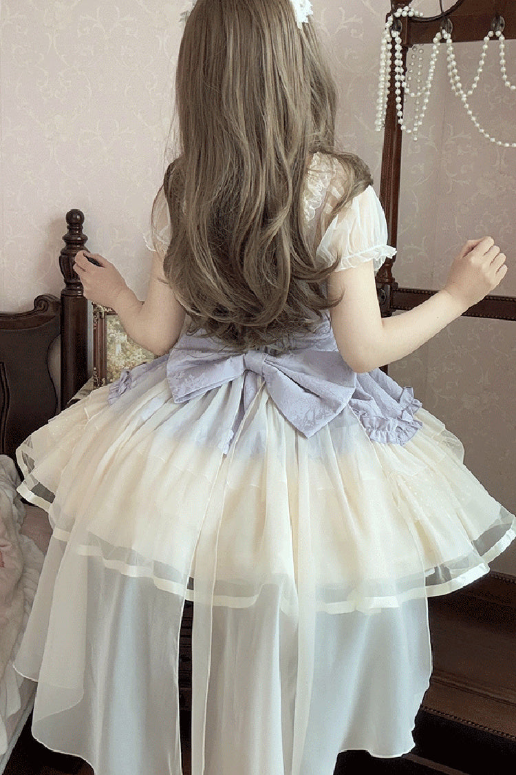 Purple/Ivory Dance of Time Triple-Layered Ballet Style Bowknot Lace-Up Sweet Lolita Jsk Dress - Product - 6
