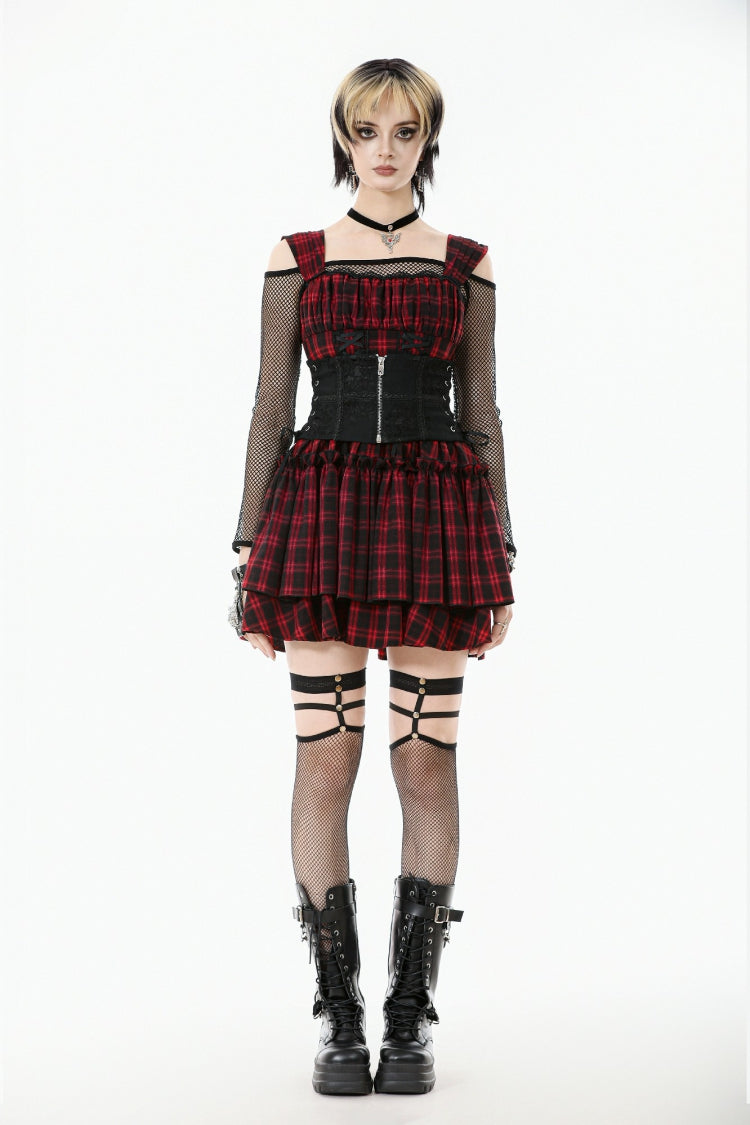 Black Floral Pattern Lace-Up Zippered Women's Gothic Waist Corset - Product - 5