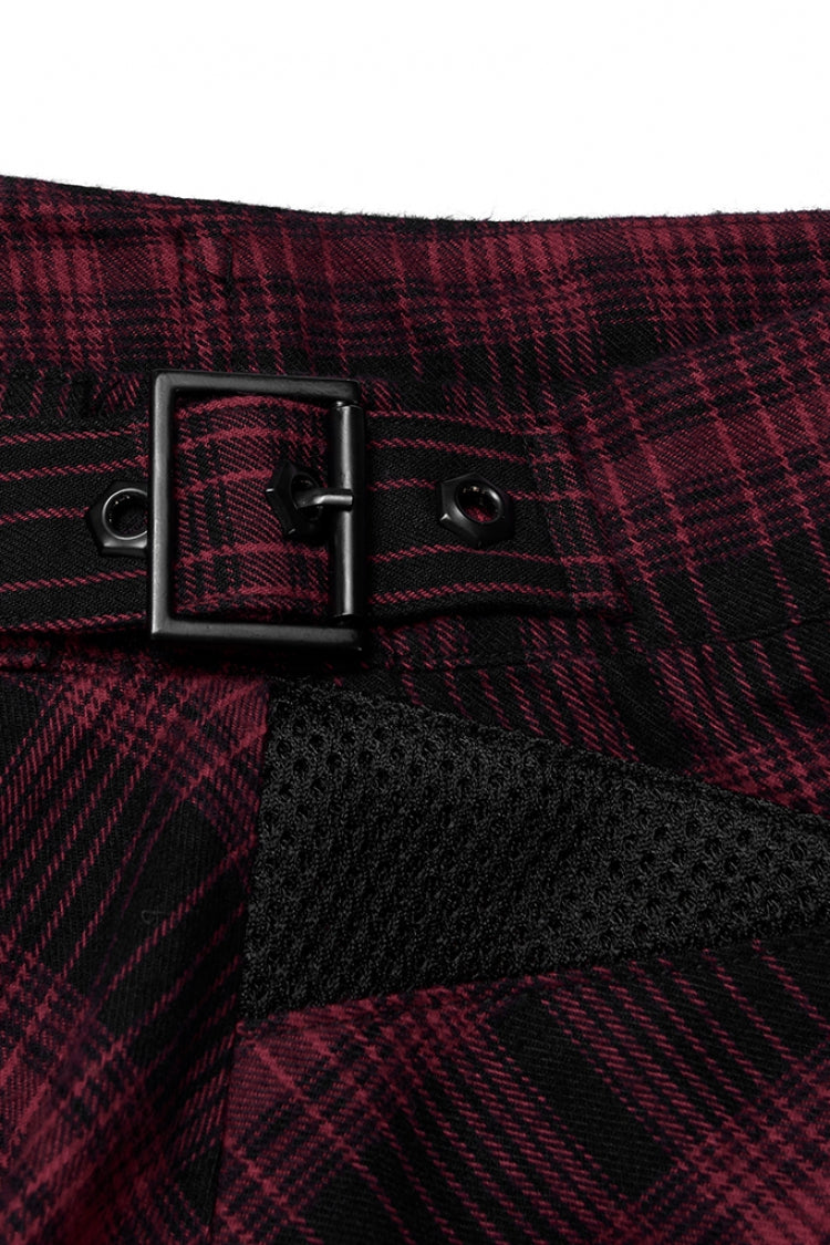 Plaid Print Stitching Mesh Women's Gothic College Style Skirt 2 Colors - Product - 14