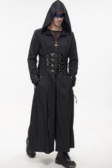 Black Punk Stripe Mechanism Material Adjustable Stitching Fake Girdle Design Slim Fit Men's Coat - Product - 2
