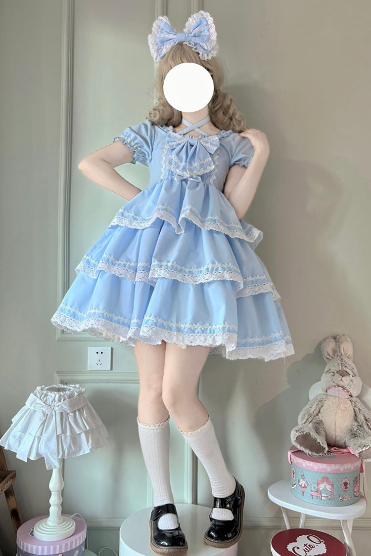 Blaue, dreilagige, abnehmbare Ärmel, Schleife, Schnürsenkel, süß (Set), Detailansicht 4