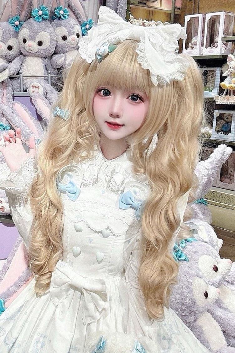 Bleached Walnut Brown Soft Curls Sweet Lolita Wig Set - Product - 2