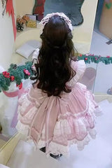 [Beating Heart] Sleeveless Print Ruffle Bowknot Lace Sweet Lolita Dress 3 Colors - Product - 6