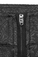 Black Leather Stitching Slim Front Zipper Men's Gothic Pants - Product - 5