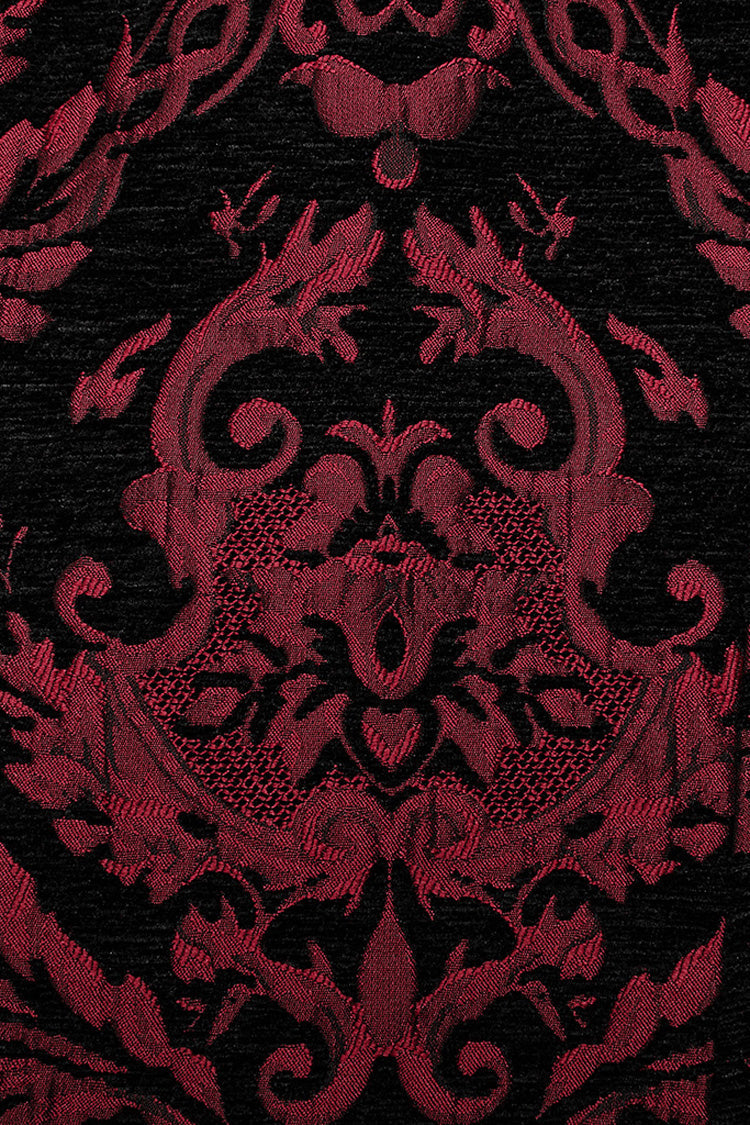 Black/Red Men's Stand Collar Jacquard Print Stitching Metal Ring Decoration Gothic Vest - Product - 8