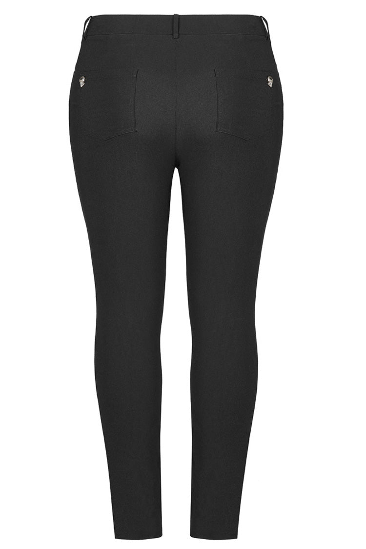 Black Elasticity Knitting Holes Design Cross Tied Rope Decoration Sexy Tight Women's Plus Size Punk Trousers - Product - 7