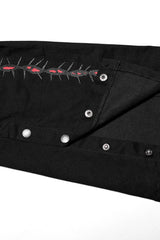 Black/Red Embroidery Buckles Women's Steampunk Flared Pants - Product - 6