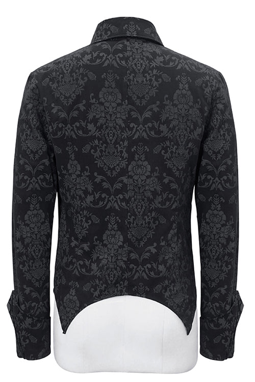 Black Folding Cuffs Palace Printed Zipper Mens Gothic Blouse - Product - 6