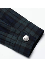 Red/Green Punk Plaid Simple Leather Loops Cotton asticity Men's Shirt - Product - 7