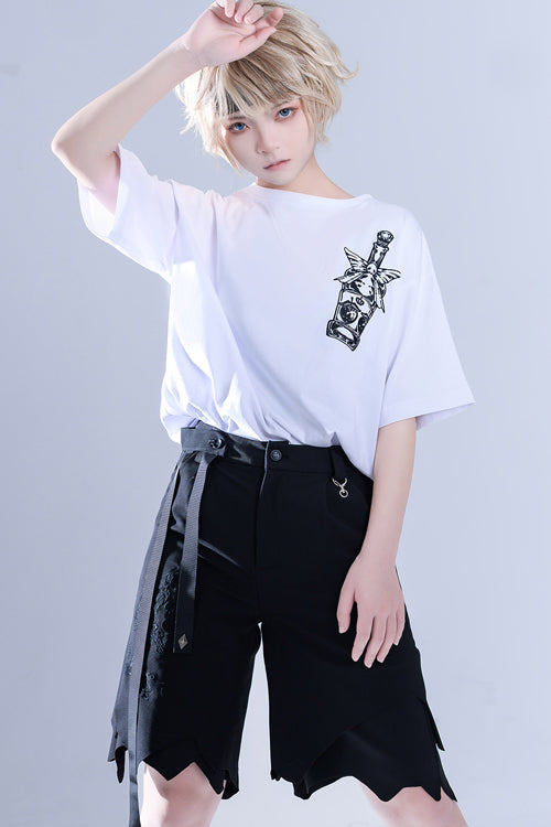Black Spooky Shadow Irregular High Waisted Ouji Lolita Shorts - Product - 3