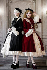 Red [Letters and Poems · Nutcracker Box] Long Sleeves Ruffled Open-Front Bow Lace-Up Gothic Lolita Dress - Product - 8