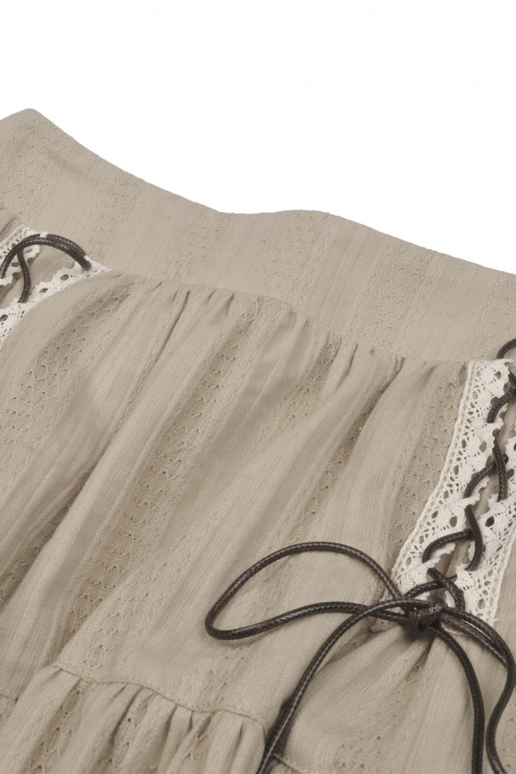 White/Yellow Women's Steampunk Victorian Lace Multi-Layered Dovetail Ruffled Skirt - Product - 12