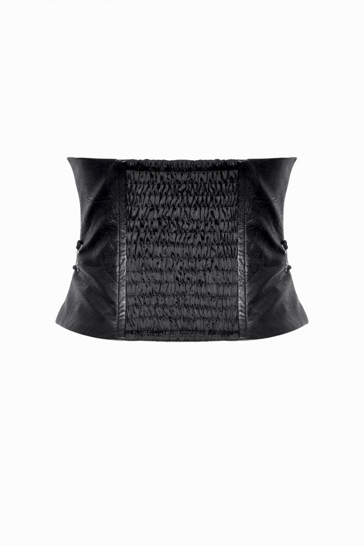 Black Lace-Up Metal Buckled Zippered Women's Punk Underbust Corset - Product - 13