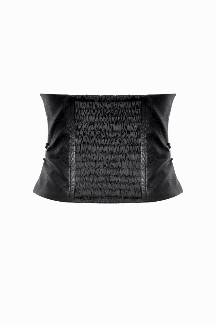 Black Lace-Up Metal Buckled Zippered Women's Punk Underbust Corset - Product - 13