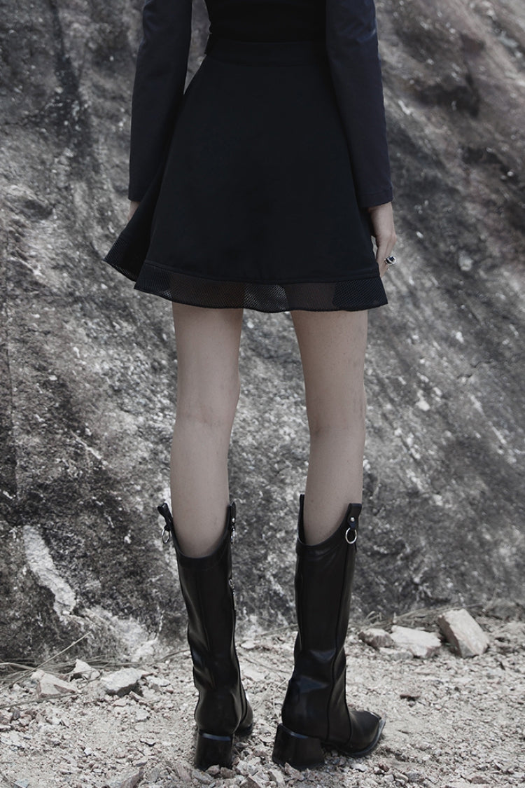 Plaid Print Stitching Mesh Women's Gothic College Style Skirt 2 Colors - Product - 7