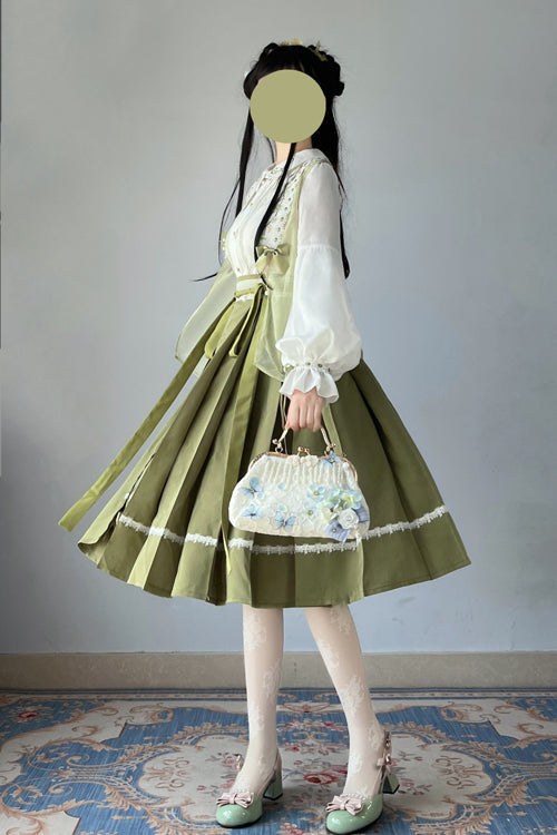 Green 2022 New Chinese Style Han Element Sweet Lolita Dress Full Set - Product - 3