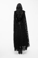 Black Feather And Flowers Off Collar Sexy Long Velvet Womens Gothic Dress With Lace Shawl - Product - 6
