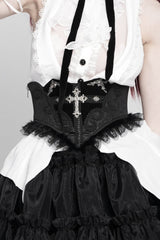 Black Lace Lace-Up Cross&Eyes Underbust Slim Women's Gothic Corset - Product - 11