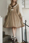 Brown Coco Diary Long Sleeves Autumn Winter Sweet Princess (Dress Only) front view