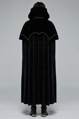 Black Gothic Short Pile Jacquard Fabric Adjustable Wire Collar Bat-Shaped Hem Imitation Ruby Necklace Men's Cloak - Product - 2