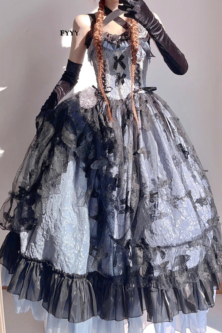 Medea Kiss Halloween Witch Ruffle Hanayome Bowknot Lace Gothic Lolita Jsk Dress 2 Colors - Product - 4