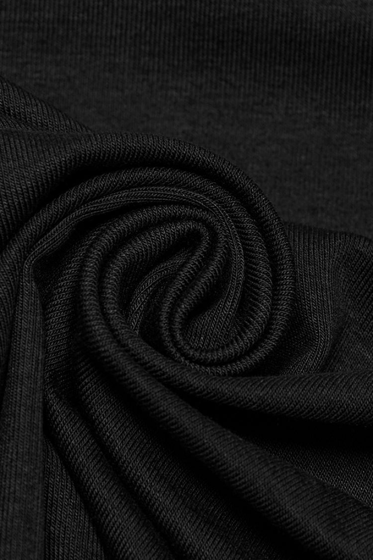 Black Off Shoulder Short Sleeves Eyelet Straps Women's Gothic Blouse - Product - 7