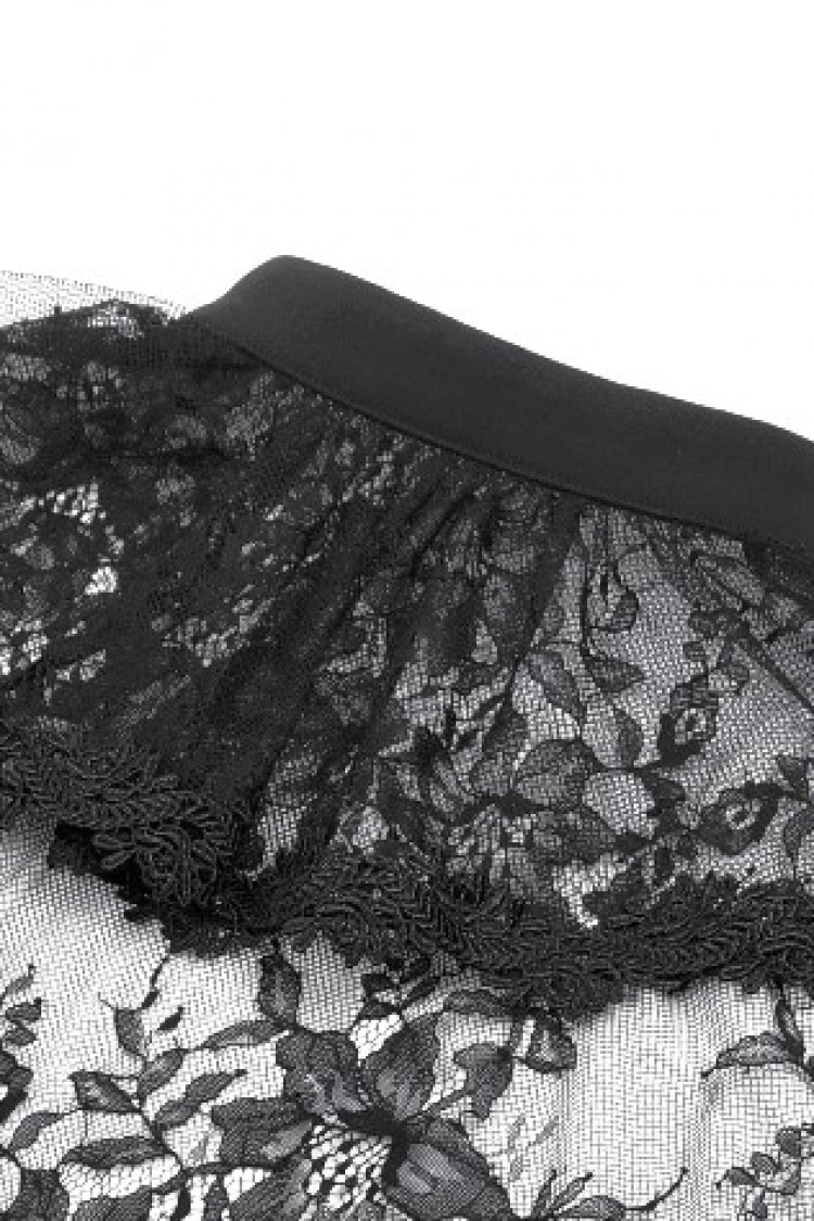 Black Bouble-Breasted Floral Lace Women's Gothic Cape - Product - 15