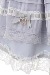Jirai Kei Long Sleeves Print Ruffle Bowknot Lace-Up Dress 3 Colors - Product - 9