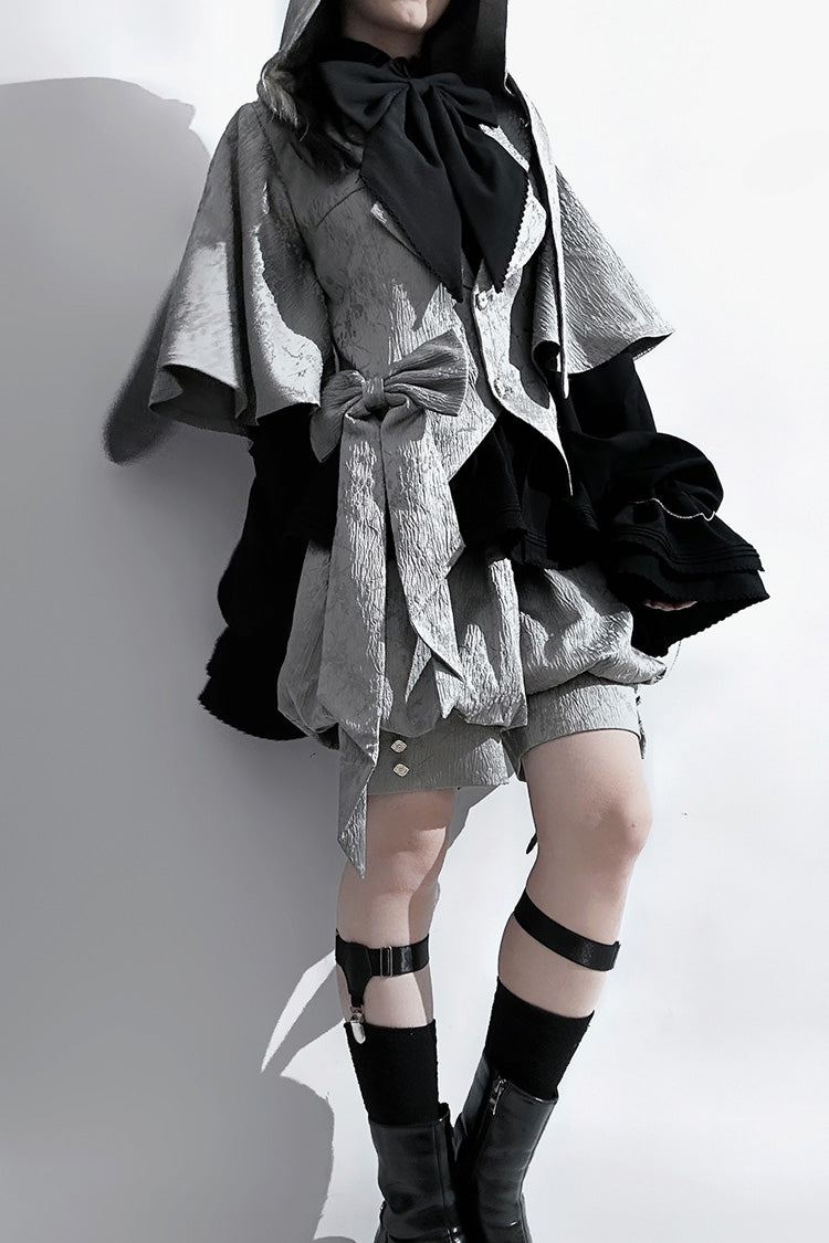 Grey Rabbit Hunt Dark Pattern Jacquard Print Ouji Vintage Prince Lolita Vest - Product - 6