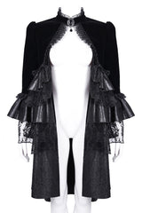 Black Long Sleeves Ruffle Lace Mesh Women's Gothic Jacket - Product - 3