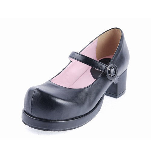 Black Simplicity Strap Platform Classic Lolita Shoes - Product - 7
