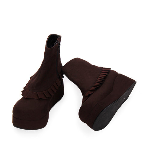 Round Toe Ruffle College Style Lolita Platform Boots - Product - 4