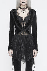 Black Knitted Mini Womens Jacket Dress - Black - 1