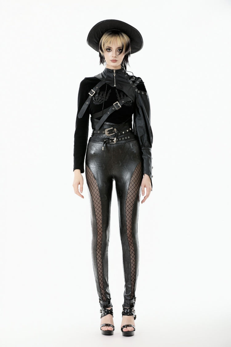 Black Cut-Out Asymmetric Buckled Zippered Women's Punk Cape - Product - 11