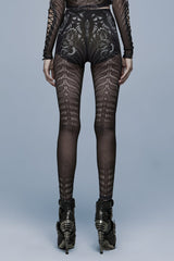 Skull Print Slim Sheer Women's Gothic Leggings 2 Colors - Product - 3
