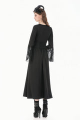 Black Women's Gothic High Waisted Embroidered Gathered Maxi Skirt - Product - 11