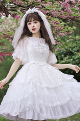 Iris Love Multi-layer Jacquard Bowknot Sweet Elegant Princess Lolita Jsk Dress 2 Colors - Product - 6