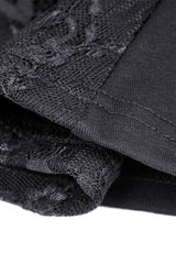 Black Plunging V Collar Short Sleeves Ruffled Lace Sexy Women's Gothic Crop Top - Product - 15