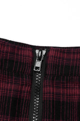 Plaid Print Stitching Mesh Women's Gothic College Style Skirt 2 Colors - Product - 13