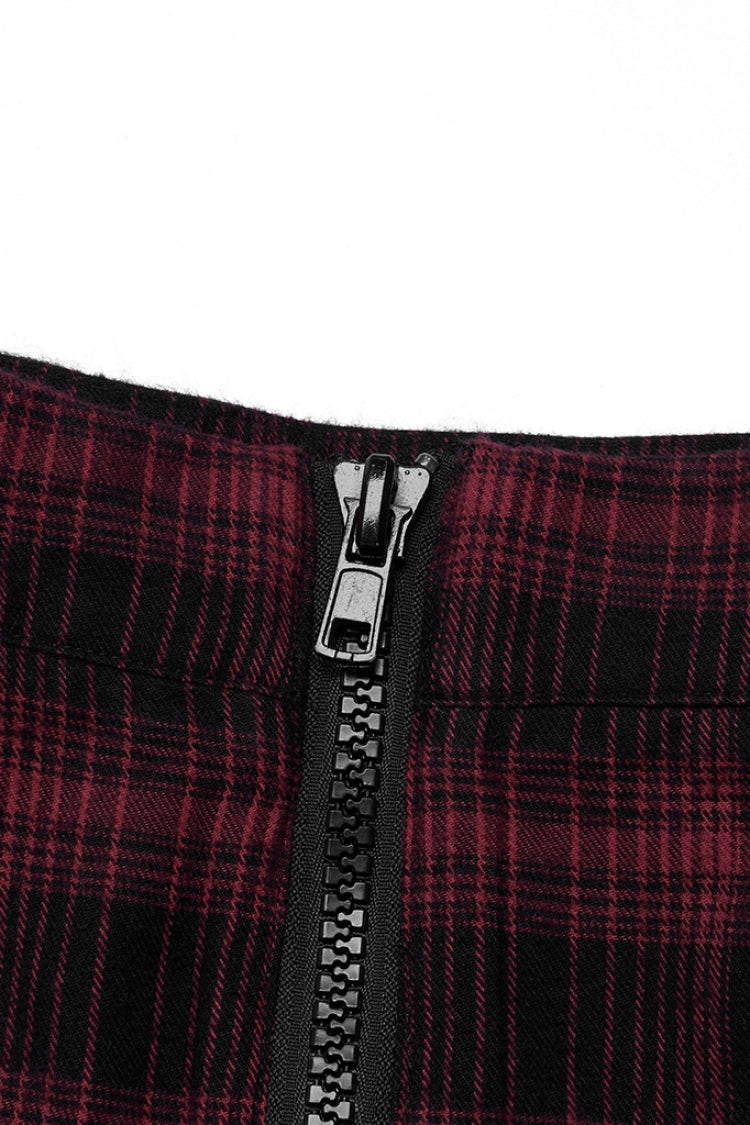 Plaid Print Stitching Mesh Women's Gothic College Style Skirt 2 Colors - Product - 13