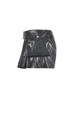 Black Low Waisted Eyelet Women's Punk Shorts with Asymmetric Pleated Belt - Product - 15