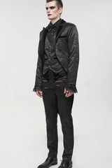 Black Gothic Bright Pattern Printed Decoration Swallowtail Men's Coat - Product - 10