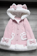 Calico Cat Long Sleeves Bowknot Hooded Daily Sweet Lolita Coat 3 Colors - Product - 3