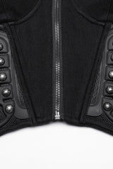 Black Sleeveless Lace-Up Rivet Buckle Women's Punk Vest - Product - 6
