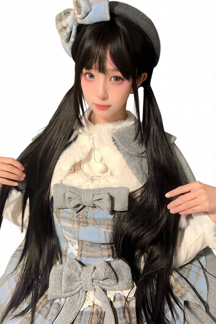 Natural Black Phoenix Tail Style Long Straight Sweet Lolita Wig with Airy Bangs - Product - 4